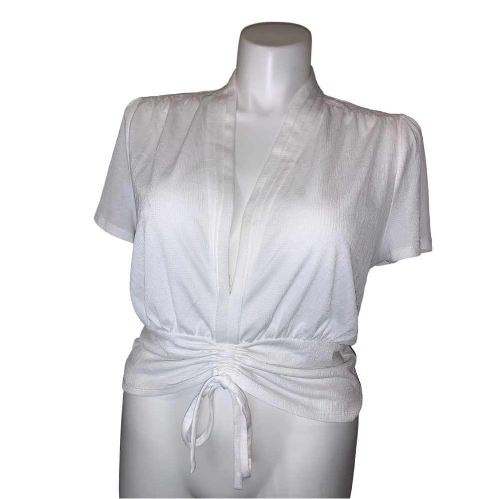 INC International Concept Women’s White Short-Sleeve Blouse, Size XL